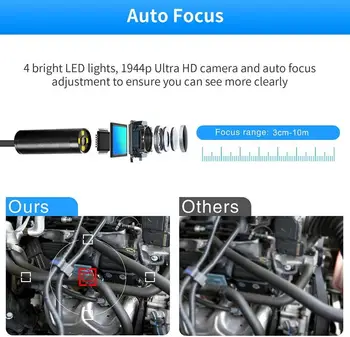 Bezdrôtové Endoskopu pre Automobilový Inšpekcie Semi-Rigid Pružná Vodotesná 5.0 MP Automatickým Zaostrovaním WiFi Borescope Kamera pre iOS iPad