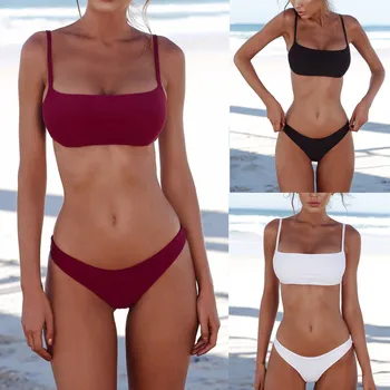 Womail 2020 dámske Plavky Sexi Bikiny Brazílske Bikini Set Push Up Čalúnená Plávanie oblek maio Pláži Plavky, 3 Farby #N1802