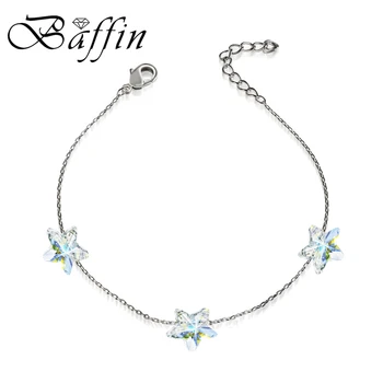 BAFFIN Jednoduché Hviezdy Kryštály Korálky Reťazca Náramky Kryštály Od SWAROVSKI Ručné Uzlov Šťastie Náramok Striebornej Farby, Šperky