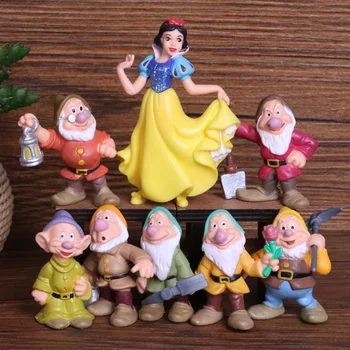 8 KS/Veľa Disney Princezná snehulienka A Sedem Trpaslíkov Akcie Obrázok PVC Bábiky Zbierku Hračiek Pre Deti