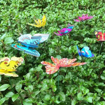 Motýľ Vkladov, 100ks 7 cm Záhrada Motýľ Vkladov Dekor Vonkajšie Dvore, Záhradný Kvetináč kvetináče Jar na Záhrade