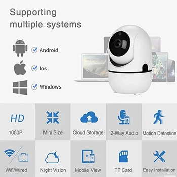 HONTUSEC Auto Tracking YCC365 Plus IP Kamera 1080P Kamery Cloud Wifi IP Kamera S Nočné Videnie obojsmerné Audio