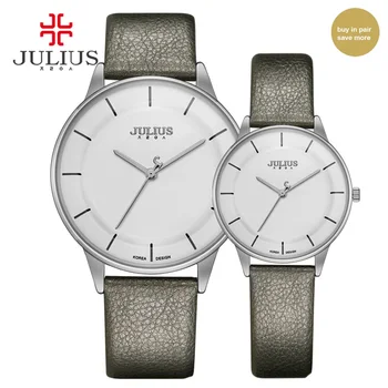 JÚLIUS Hodinky Zlaté pravej Kože Quartz Retro Hodinky Elegantné Ženy Black Silver Stručný Móde Jednoduché, Štýlové náramkové hodinky JA-957
