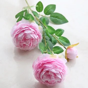 3 kvet Hlavy Pivónia Simulácia KVET Vyhovovali umelé Ruže Svadobné Dekorácie falošné kvetinový domova