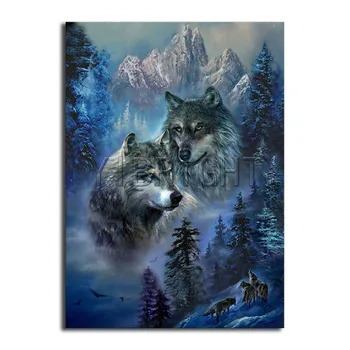 Diy Diamond maľovanie Cross Stitch krajiny ikonu Diamond Výšivky Lesa Wolfs Obrazy mozaika obrazu kamienkami