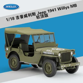 WELL Diecast 1:18 1941 Willys MB SUV Vysokej Simulácia Vozidla Zliatiny Kovový Model Automobilu