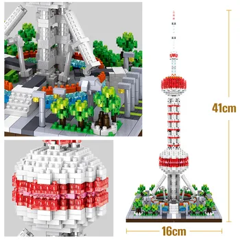 Slávny Architektúry Oriental Pearl Tower Twin Mosty Tsinghua Park Model Stavebné Bloky Mini Tehly vzdelávania Hračky pre deti