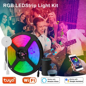 Wifi Ovládanie LED Pásy Tuya Smart APP RGB 5050 Farby Neon Pásy 12V Pružný pás s nástrojmi Pre Domáce Spálňa Party dekorácie