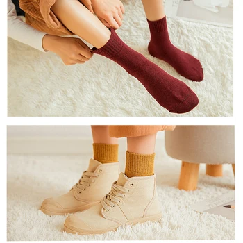 FINETOO 1 Pár Zime je Ponožky Farbou Zahustiť Froté Ponožky Žena Unisex Ponožky Módne List Tlač Členkové Ponožky Udržať v Teple