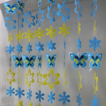 PVC cartoon plastové dvere záves blue butterfly Flitrami detskej izby dekorácie oblasť farebné