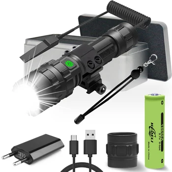 Poľovnícke taktické led baterky usb nabíjateľná led baterka silný flash light cree xm l2 nepremokavé 18650 batérie ručné svietidlo