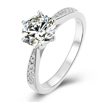OEVAS Skutočný 1 Carat D Farba Moissanite Snubné Prstene Pre Ženy 18K Biele Zlato Farby, 925 Sterling Silver Strany Jemné Šperky