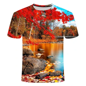Príroda/Príroda Strom T-shirt Lete Voľný čas prírodnú Scenériu Plnú Verziu 3D T-shirt Pohode pánske T-shirt 3D Tlač T-shirt Mužov
