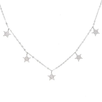 925 sterling silver jemná elegantná choker náhrdelník cz star kúzlo prívesok pre ženy lady multi layer golier tenké náhrdelník