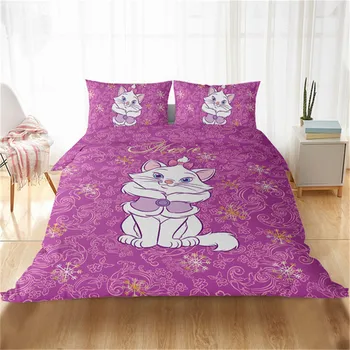 Disney Krásnej Marie Mačka 3D animovaný posteľná bielizeň Sady Kráľovná Twin BedLinen Deti, Dievčatá Perinu obliečka na Vankúš Cumlík posteľná bielizeň Nastaviť
