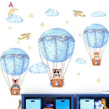 Nálepky enfant Cartoon Zvierat teplovzdušný Balón Stenu Nálepka Pre Deti Izba Deti Detská Spálňa Stenu ako samolepiace nástenné Maľby