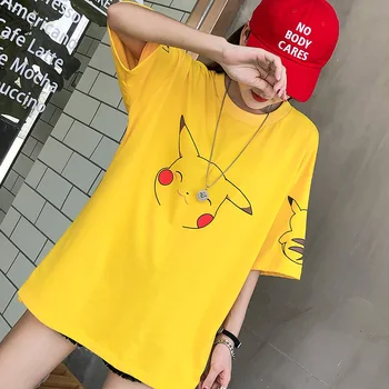Harajuku Kawaii Pokemon Žlté Tričko Topy Ženy Lete Kpop Lolita Voľné Tees Tričko Školáčka Hip Hop Topy, Šaty, Tumblr