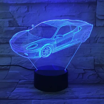 V pohode Človek Športové Auto 3D Lampy, Nočné Svetlo LED Žiarovka Multicolor Flash Ilúzie Náladu Narodeniny, Vianočné Darčeky Pre Deti Domov Deocr