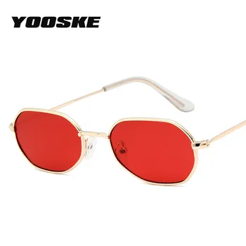 YOOSKE Polygonálnym slnečné Okuliare Ženy, Luxusné Značky Dizajnér Vintage Kovové Slnečné Okuliare Lady Retro Modré, Ružové a Červené Okuliare