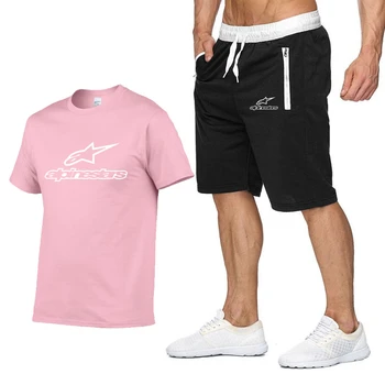 Móda Alpinestars vytlačené T-shirt šortky pánske letné športové šortky vyhovovali mužov pláži bežné T-shirt päť-bod nohavice S-XXL