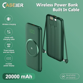 CASEIER 20000mAh Wireless Power Bank S Káblom Pre Telefón Neviditeľné Energie Displej Powerbank 10000mAh Prenosné Externé Batérie