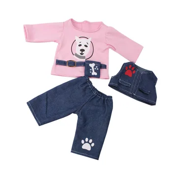 Bábiky oblečenie ružová bežné vyhovovali psa vzor +nohavice hračka príslušenstvo 18-palcové Dievča bábiku a 43 cm bábiky baby c700