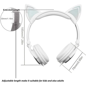Roztomilé mačka ucho headset káblové slúchadlá LED hudba svetlo káblové hlavový most krásne skladacia farebné headset 3,5 jack dieťa darček