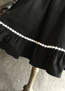 Klasické Lolita Šaty, Blúzky, Košele, dámske Dievčenské Bavlnené Japonský Cosplay Kostýmy Black jednofarebné Dlhý Rukáv Koleno Dĺžke