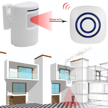 Bezdrôtový Infračervený Pohybový Senzor Dvere Bezpečnostný Bell Alarm Zvonenie EÚ/Plug NÁS