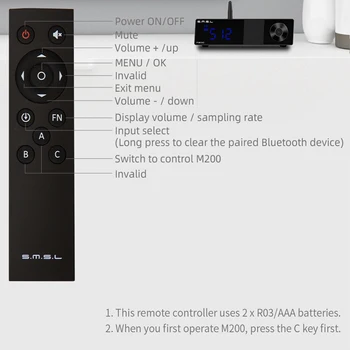 SMSL M200 AK4497EQ DAC Bluetooth Audio DAC 5.0 Podporu 32Bit/768KHz DSD512 Dekodér s Diaľkovým ovládaním SP200 Bezdrôtový LDAC