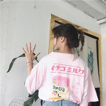 Nové Letné T-Shirts Ženy Kórejská Verzia Príležitostné Voľné Písmeno Tlač Pol-Rukávy T-Shirt Marhúľ A Sladké Ružové Tričko Žena