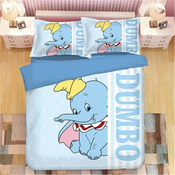 Hot Predaj Domov Roztomilý Dumbo posteľná bielizeň Nastaviť Kreslený film pre Deti, Chlapci Dievča, Darček Perinu obliečka na Vankúš Jeden Kráľ, Kráľovná Veľkosť