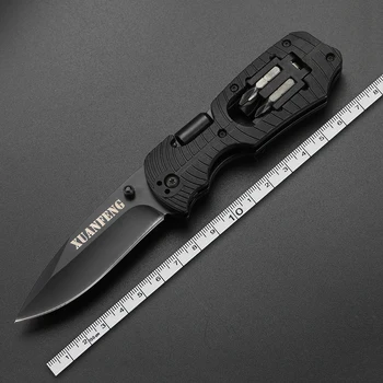 Skladacie Čepeľ Noža Príručka Vreckový Nôž 57HRC Black Lov Edc Kempovanie Multi Prežitie Krátke Nože s Skrutkovač Nástroj
