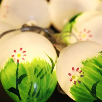Zelenej Listovej Veľkonočné Strany Deco Záhrada LED Svetlá String 10Pcs Vajcia Lampa Wram Svetlá Kvet Tlač Vajcia Svetlo Veniec Dekorácie