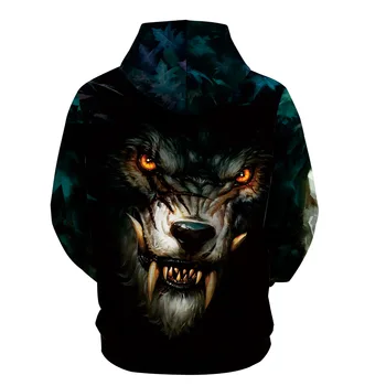 Nové Halloween Cosplay 3D Tlač Vlk Hlavu Série Pár Bežné Hoodie 17681KG