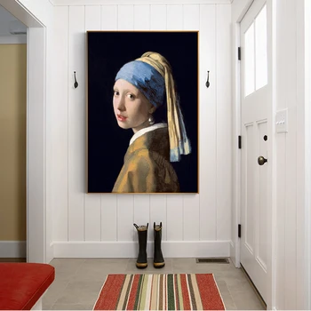 Dievča S Pearl Náušnice Slávny Nástenné Maľby Reprodukcie Tým, Jan Klasický Portrét Umelecké Plátno, Vytlačí Domova
