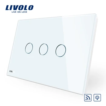 US/AU štandard, Livolo Prepínač VL-C903DR-11,slonová kosť Krištáľové Sklo Panel Dotykový Displej, Stlmovania a Vzdialený Domov Wall Light Switch