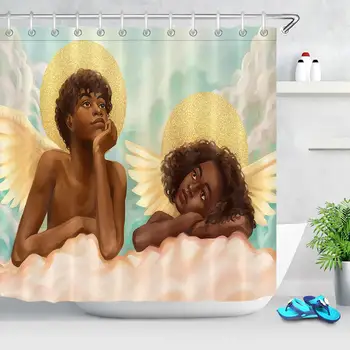 Anjel Kúpeľňa Záclony Čierna Mágia Afro Čierny Dievča Afrických Amerických Žien Sprchový Záves Nepremokavé Polyesterové Tkaniny Domova
