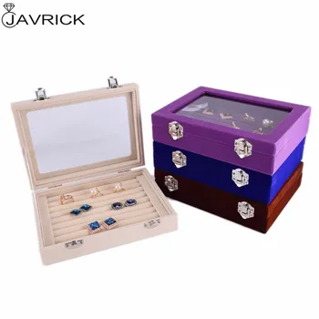 7 Farebných Stúh Sklo Prsteň Náušnice Šperky Zobraziť Organizátor Box Držiak Úložný Box