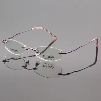 Unisex Optické Okuliare Rámy Zliatiny Titánu Okuliare, Rám bez obrúčok Predpis Okuliare RUI HAO OKULIARE Značky oculos gafas
