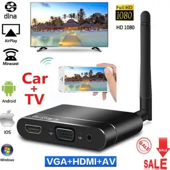 Mirascreen Auta TV Stick Miracast server DLNA, Airplay Zrkadlenie Obrazovky Wifi Dongle Bezdrôtové pripojenie HDMI + VGA + RCA AV Adaptér Android Ios X6W