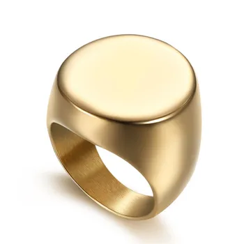2020 Nové Módne Zlatá Farba Veľké Prstene pre Mužov Strany Šperky Veľké Kolo Koktail Krúžok 316L Nehrdzavejúcej Ocele, Titánu Anillos Homb