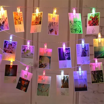 1,5 M 3M 6M Karty Foto Klip LED Reťazec Christmas Light Svadobné Party Ramadánu Klipy Víla Svetlo Spálňa DIY Karty Klipy Svetlo