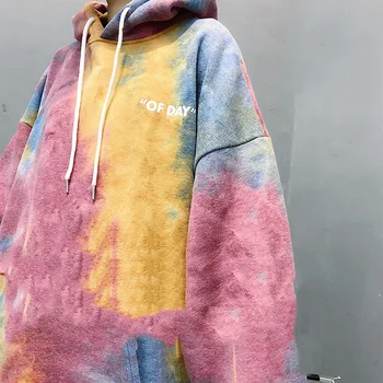 Jeseň Zima 2020 Streetwear BF Harajuku Kabát s Kapucňou Nadrozmerná Hoodies Kravatu Farbené Sweatershirt Žena Voľné Velvet Zahustiť Kapucňou