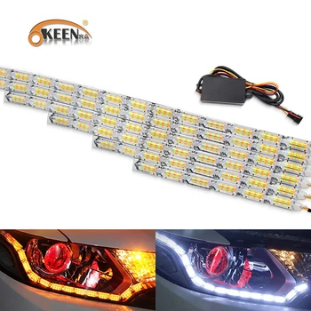 OKEEN 2 ks Auto LED DRL Flexibilné LED Denných prevádzkových Svetelné Pásy Nepremokavé Sekvenčné Svetlometu Switchback Zase Signálne Svetlá