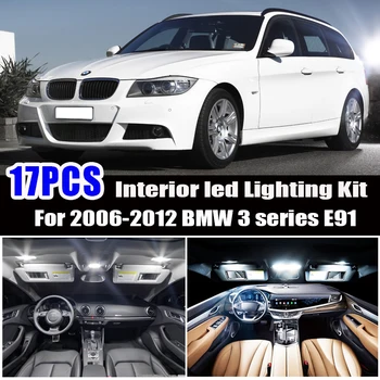 Rozloženie izieb 17x LED Lampy, Osvetlenie Interiéru Auta pre 2006-2012 BMW radu 3 E91 318d 335d 320d xDrive 330xi 330i 318i 335i 335i xDrive 320iwagon