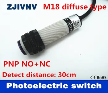 M18 rozptýleného typu PNP NO+NC DC10-30V 4 vodiče fotoelektrický snímač prepínač zistiť vzdialenosť 30 cm nastaviteľné vysokej kvality ce, schválenie