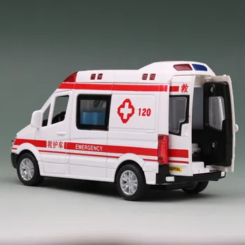 Vysoká Simulácia 1/32 Diecast Model Autíčka Ambulancie Kovové Zliatiny, Vytiahnuť Späť Autá, Hračky Vozidlá Pre Deti, Darčeky Pre Deti