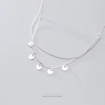 MODIAN 925 Sterling Silver Jednoduchá dvojitá Reťaz Flitrami Náhrdelník Prívesok pre Ženy Geometrické Náhrdelník Kórea Štýl Jemné Šperky
