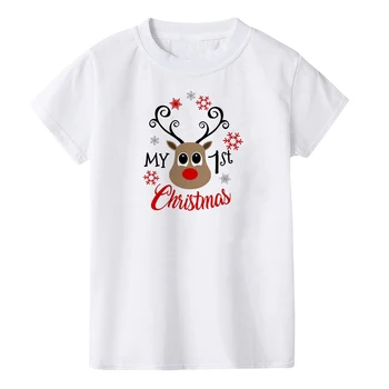 Deti Vianočné Biele Tričko Unisex Deti Dabbing Santa Vzor Tlač Tee Košele Batoľa Módne Krátky Rukáv T-shirt Topy